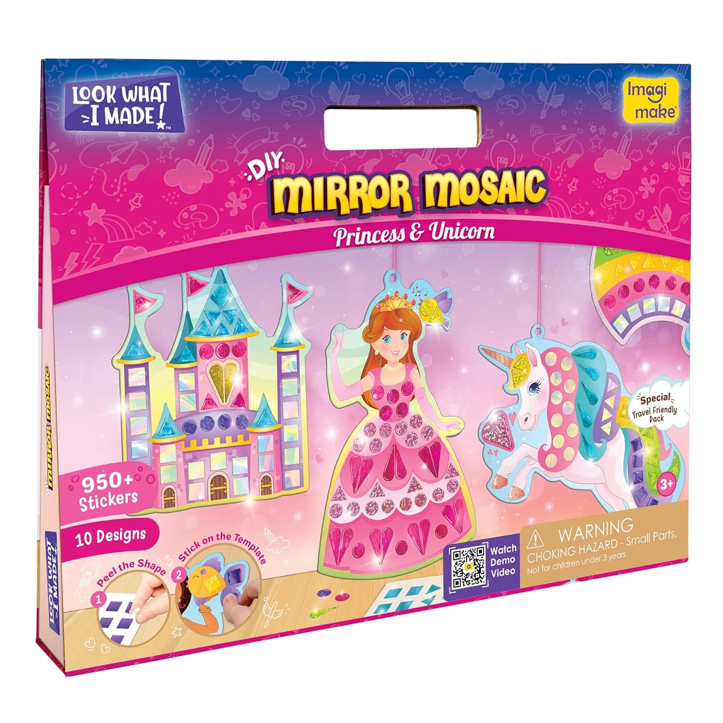 Imagimake Mirror Mosaic : Princess & Unicorn | Mess Free DIY Mosaic Craft kit | 950+ Foil Sticker | Travel Toys for Girls | Birthday Gift for Girls Ages 3 to 8 Years