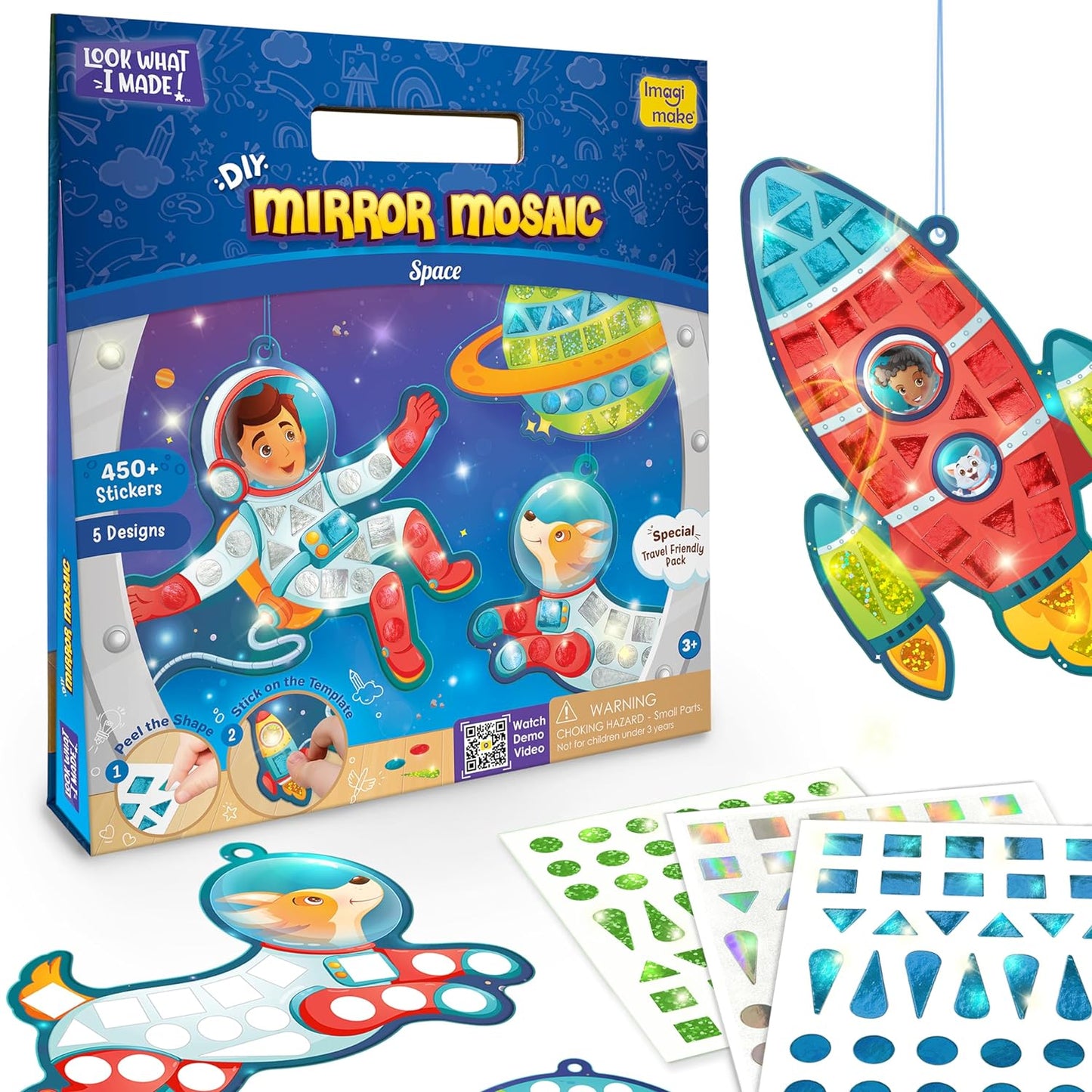 Imagimake Space Sticker Mosaic: Mess-Free Craft Kit for Kids (450+ Stickers) | Gift For Boys And Girls 3 4 5 6 7 8 Year Old