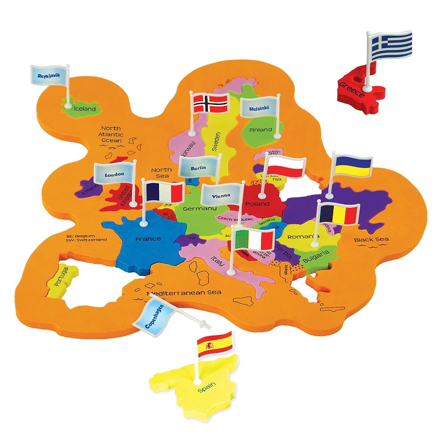 Imagimake Mapology World Map With Flags & Capitals Jigsaw Puzzle |75 Multi-Colored Country-Shaped Pieces | Birthday Gift for Boys and Girls| Educational Toys for Kids 5 Years | World Map Puzzle
