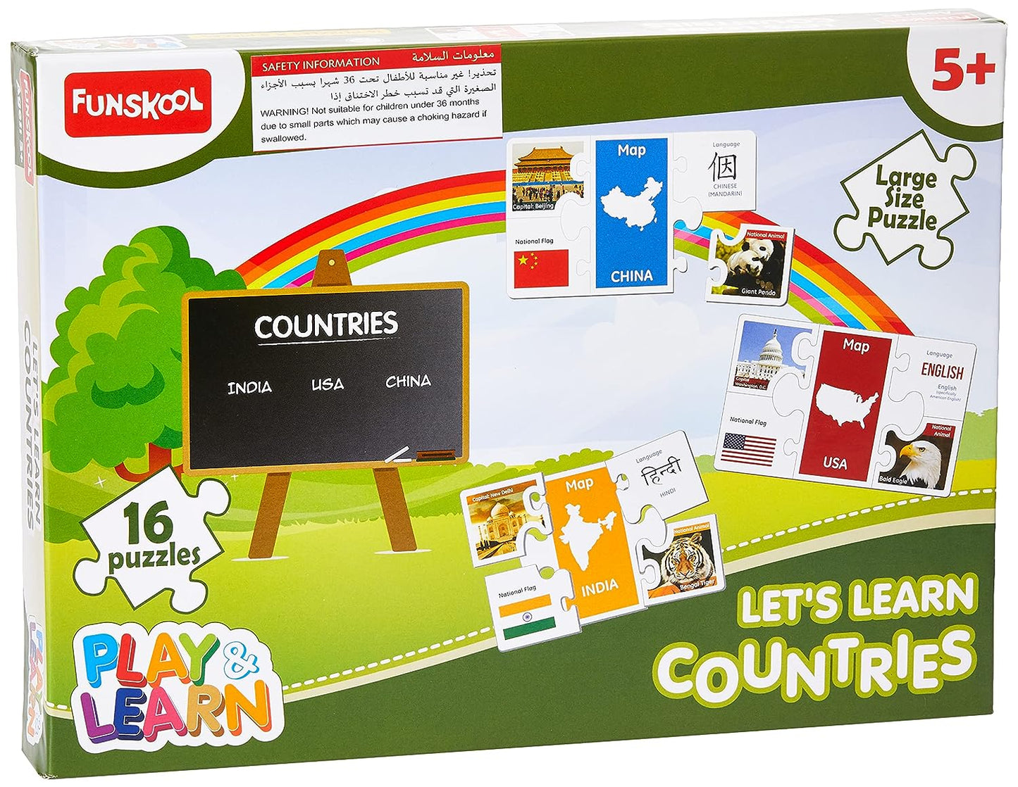 Funskool - Lets Learn Countries, 5+ Years Kids Educational & Learning Puzzle Game, Multicolor