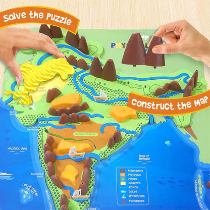 Imagimake Mapology - Physical Features of India Learn 50+ Geographical Features Like Mountains, Rivers, Plateaus Educational Toy and Learning Aid Puzzles for Age 5 Years+