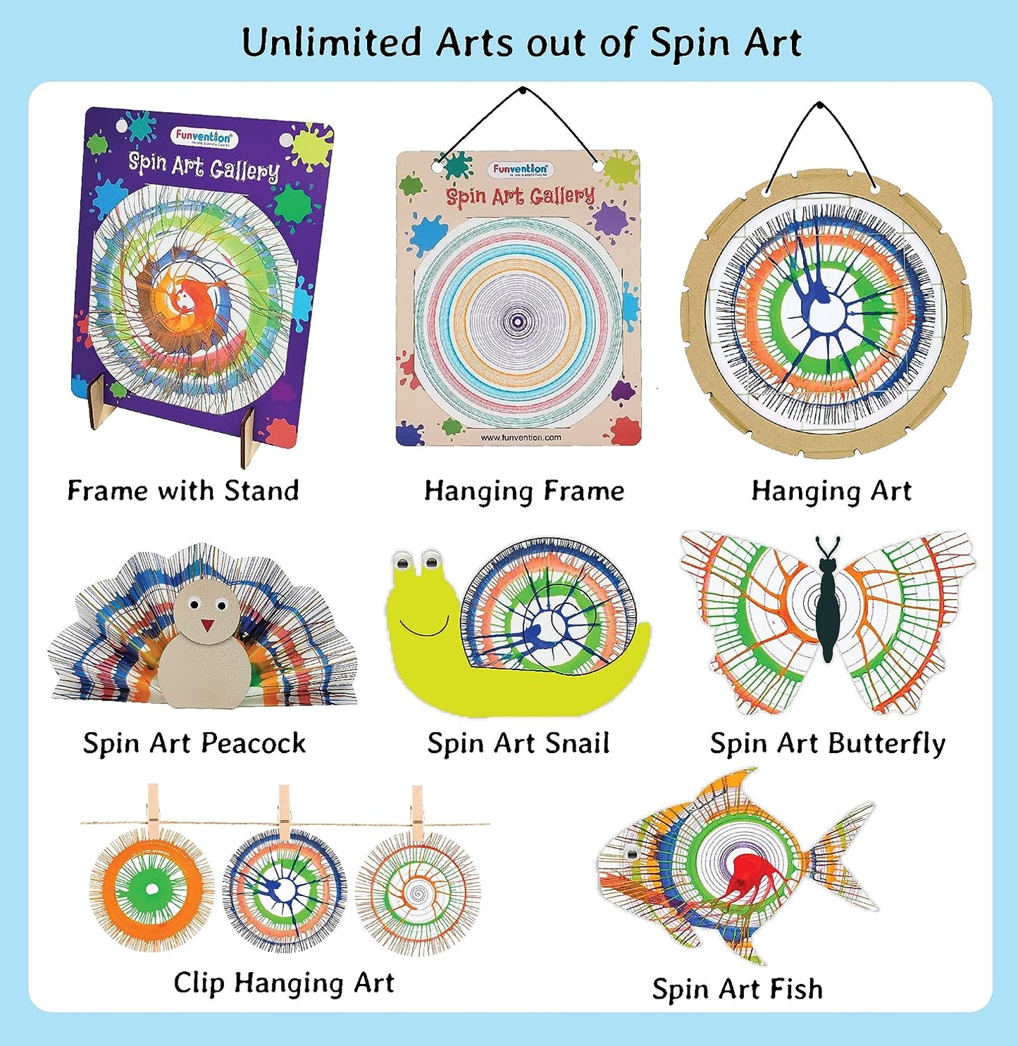 Funvention DIY ArtWiz Spin Art Machine & Drawbot Paint Craft Kit - STEM Construction Toys for Kids 8+, Fun Learning, Educational game.