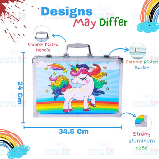 MM TOYS MultiPurpose Unicorn Color Box Brifecase Art And Craft Gift Set For 4+ Year Kids- Box Color May Vary