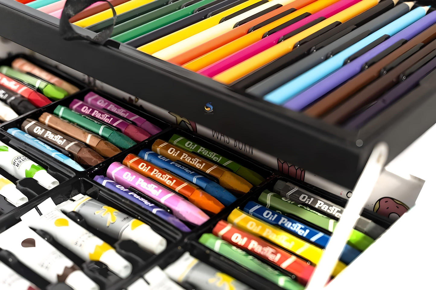 MM TOYS Ultimate Creativity Art Set - Zebra Unicorn Themed Multicolor Briefcase with 12 Oil Pastels, 10 Watercolors, 12 Sketch Pens, 12 Colored Pencils - Ideal Gift for Kids
