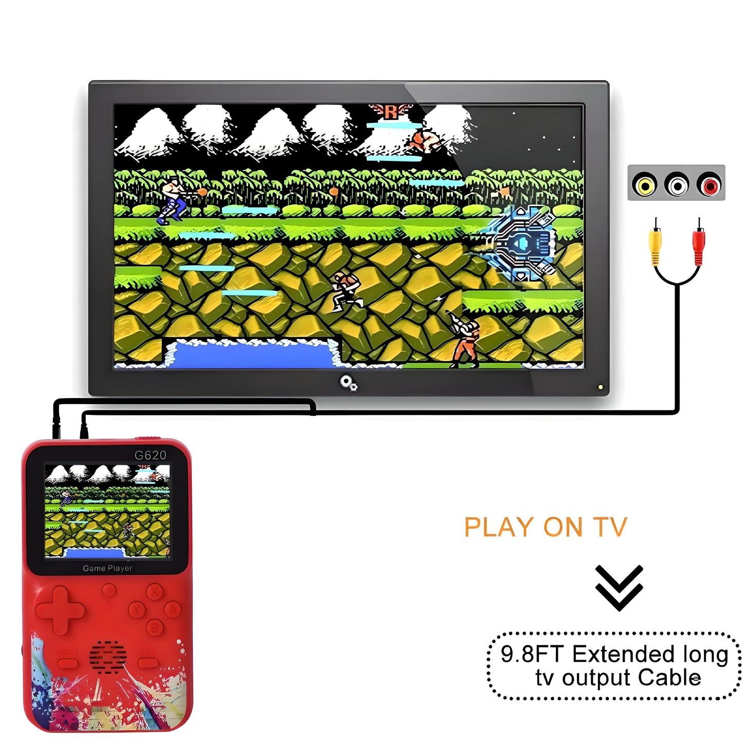 MM Toys Handheld Video Game Console 3.0 inches HD screen with 500 Inbuilt Games Rechargable Battery