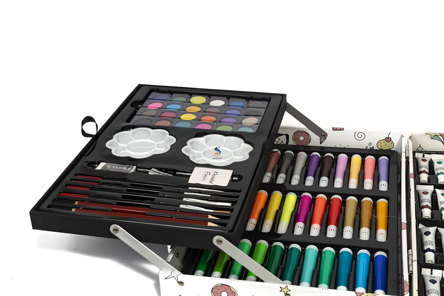 MM TOYS Ultimate Creativity Art Set - Zebra Unicorn Themed Multicolor Briefcase with 12 Oil Pastels, 10 Watercolors, 12 Sketch Pens, 12 Colored Pencils - Ideal Gift for Kids