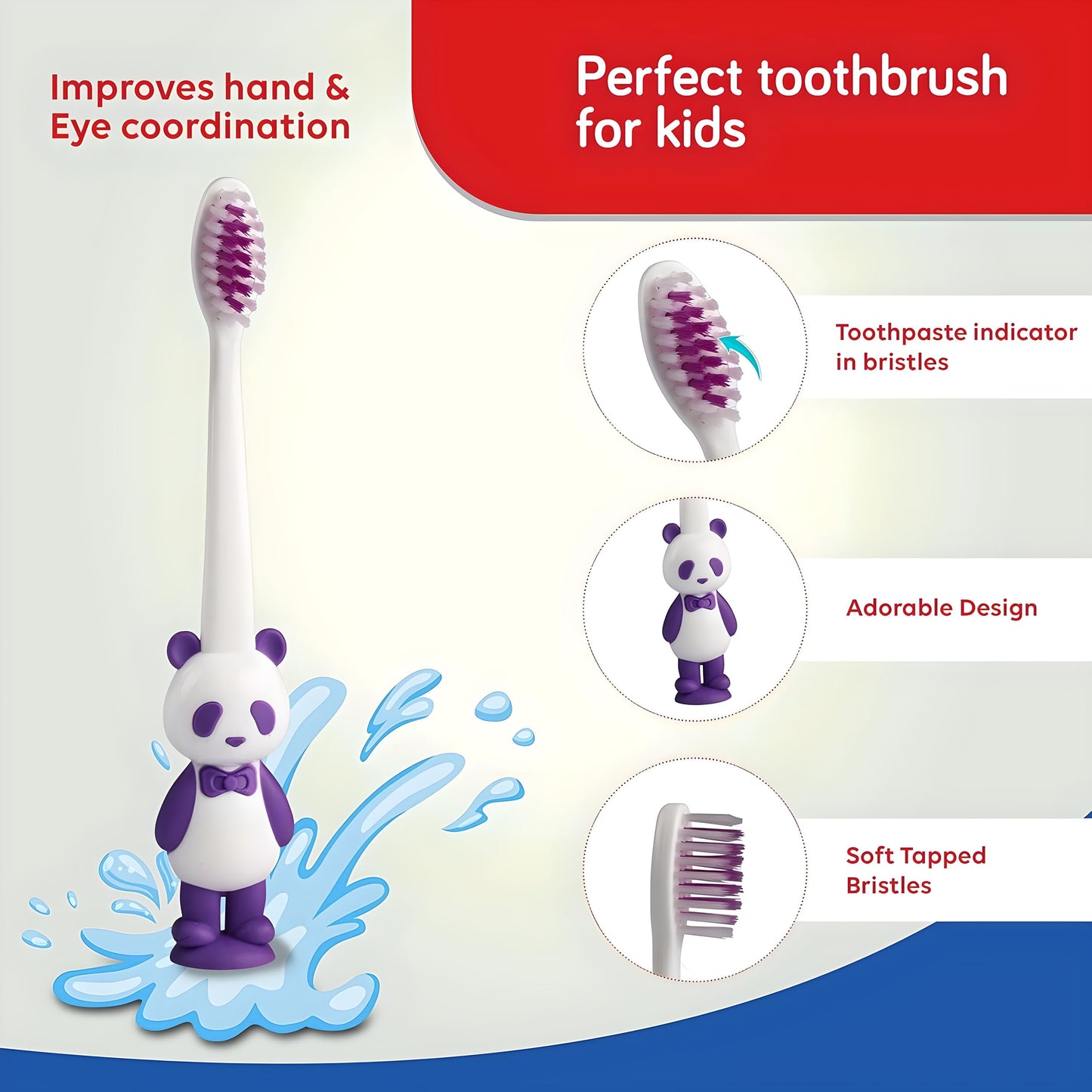 LuvLap Panda Manual Toothbrush for Baby & Kids, Ultra Soft Micro Nano Floss Bristle, BPA Free, Suction Cup, Boys & Girls' Toddler Toothbrush, Tongue Scrapper on Head, Multicolor, 18M+