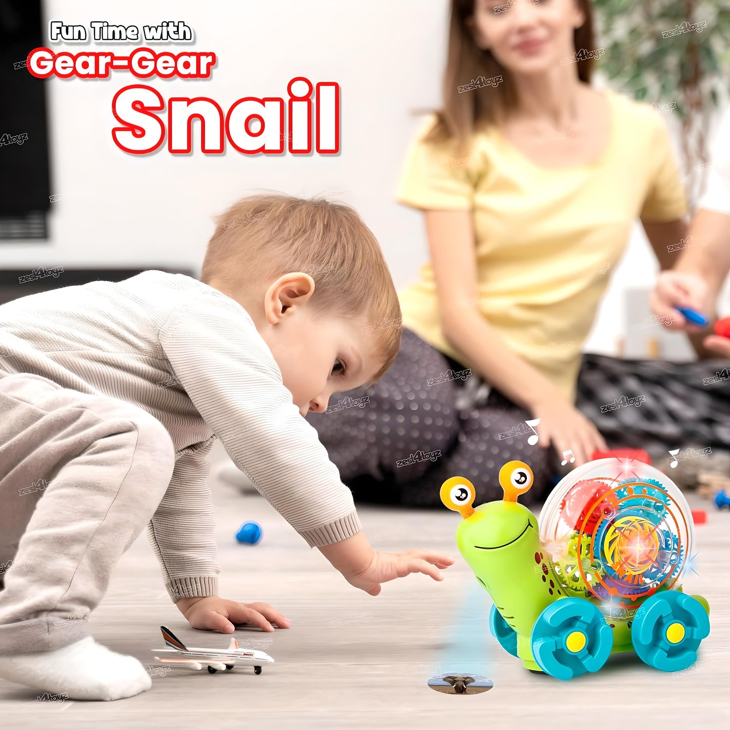 MM TOYS Transparent Snail Projector Toy with Musical Gear Sound and Light Entertainment for Boys and Girls