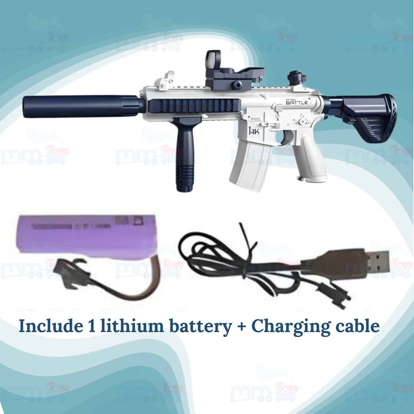 MM Toys Electric Water Gun, M416 Powerful Long Range Shooting Water Blaster, Automatic Water Gun for Kids & Adults, Summer Pool & Beach Toy - Multicolor