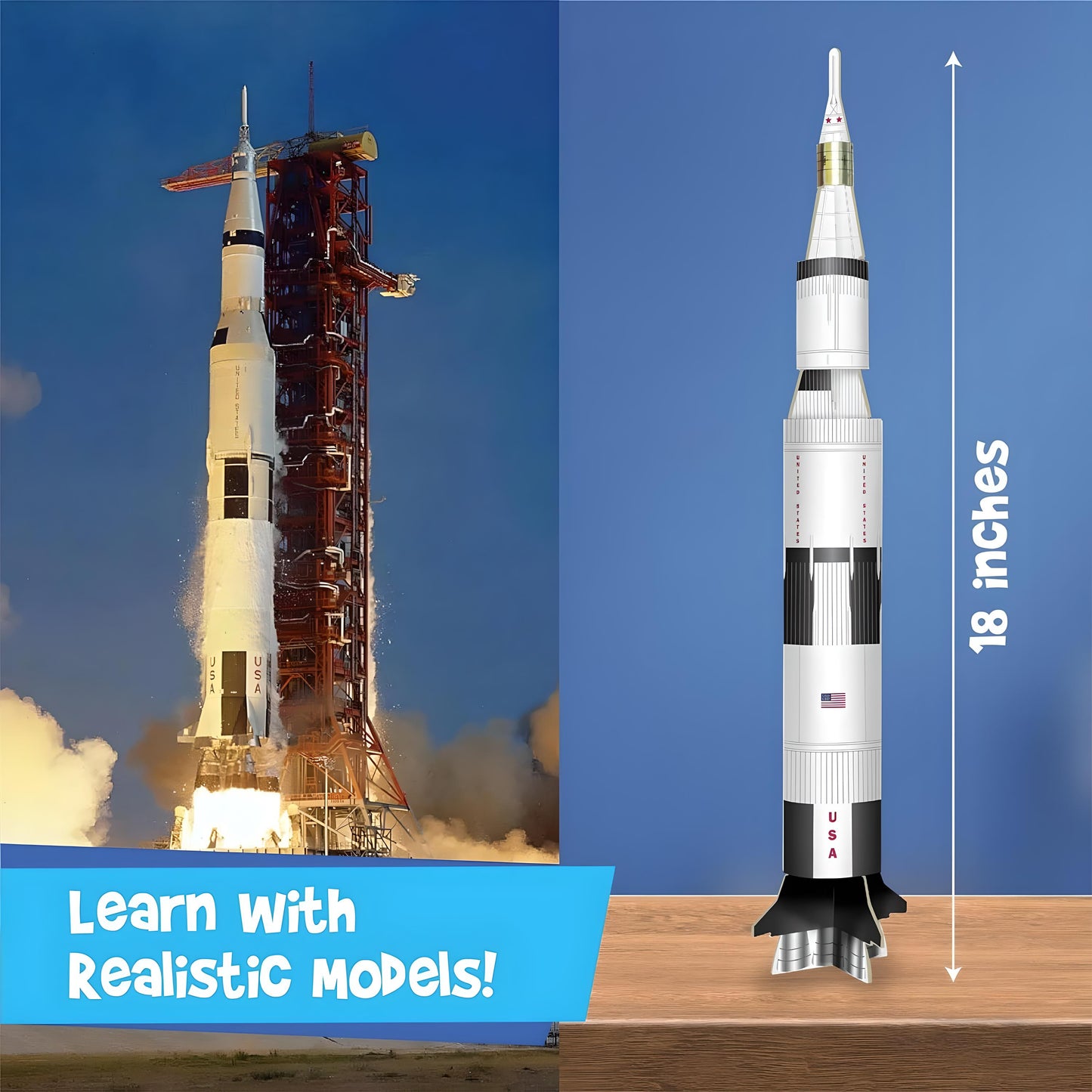 Imagimake Man's Journey to Moon - Mission Apollo 11, Magnetic Play, 80+ Pieces, NASA-Inspired, 3D Puzzle Toy for Kids - Multicolor 7+ years For Unisex