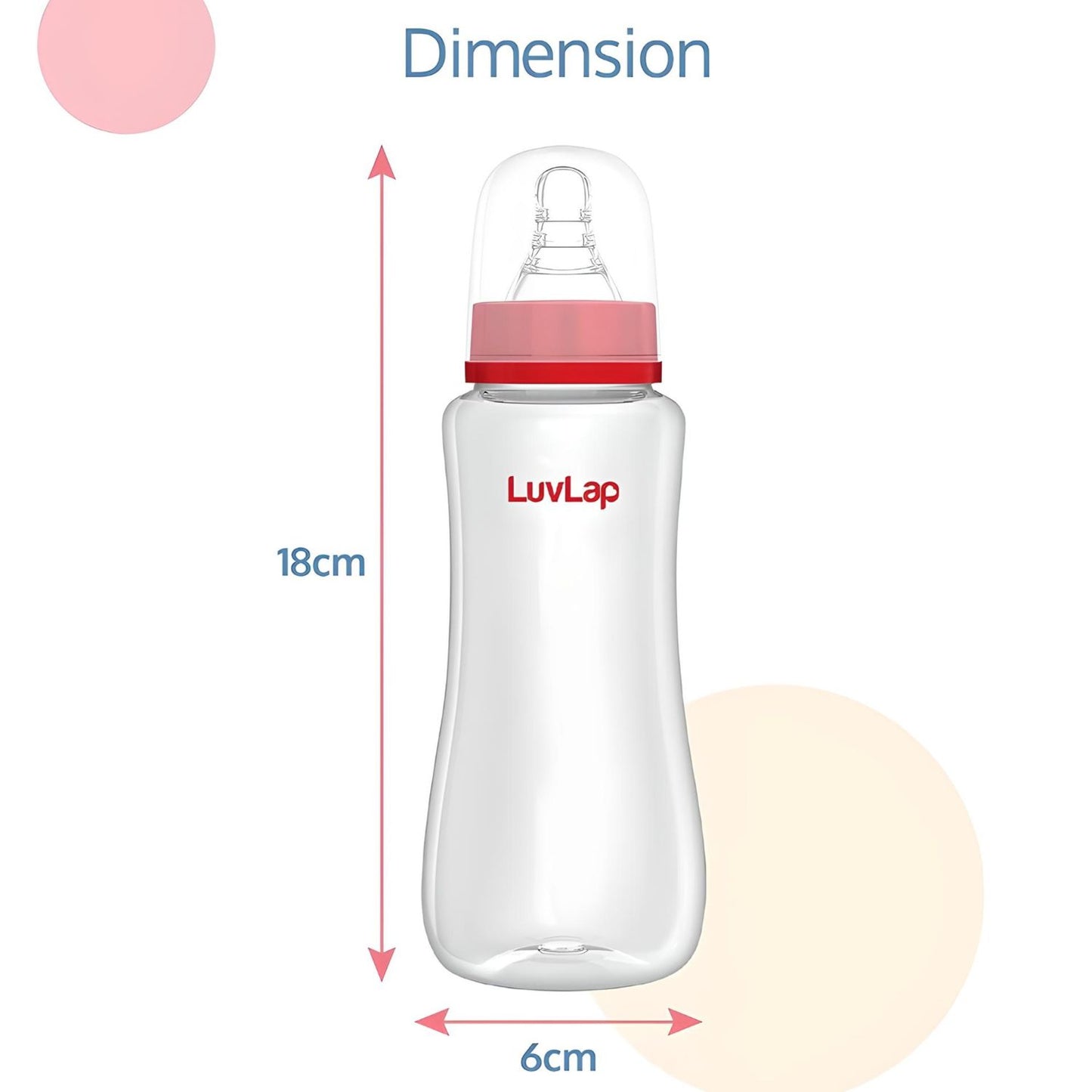 LuvLap Anti-Colic Slim/Regular Neck Essential Baby Feeding Bottle, 250ml, Suitable for New Born to Toddlers, Multicolor, BPA Free