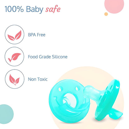 LuvLap Baby Soother - Pacifier Deluxe, 100% Food Grade Silicone, Easy Wash, BPA & Latex Free, 3 Months+, Vibrant Green, Pack of 2 ( 19209 )
