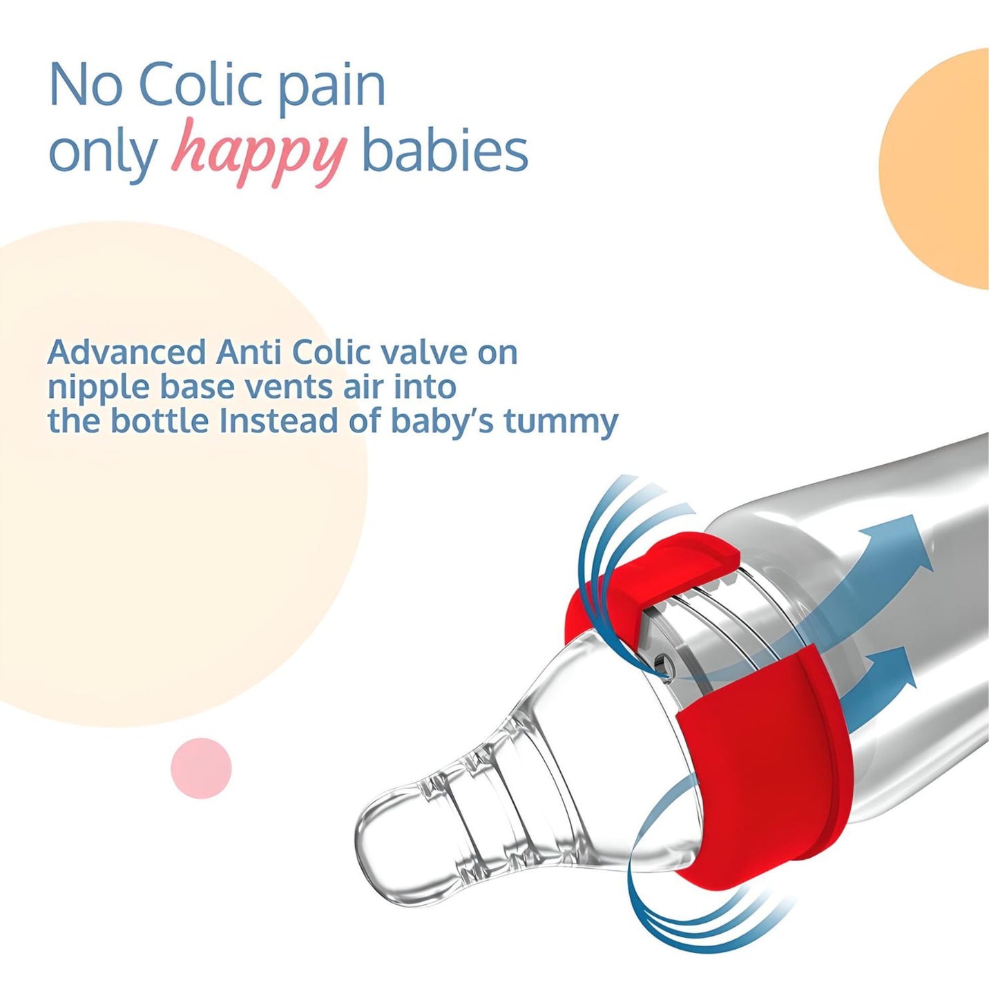 LuvLap Anti-Colic Slim/Regular Neck Essential Baby Feeding Bottle, 250ml, Suitable for New Born to Toddlers, Multicolor, BPA Free