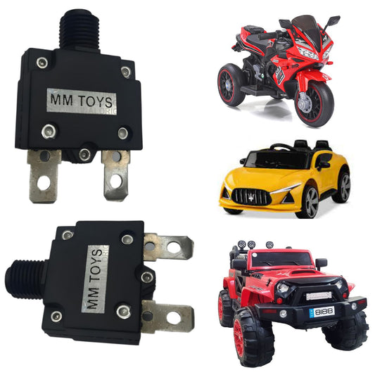 MM TOYS Thermal Circuit Breaker 32VDC 10A For Kids Electric Car Jeep Bike Rideon OverLoad Protector| Pack Of 2 - Black