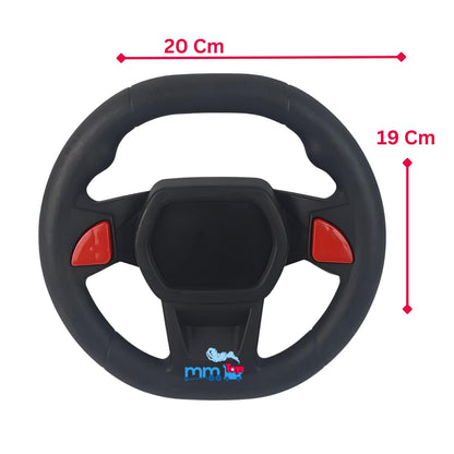MM TOYS Kids Electric Car Jeep Steering Replacement Part Accessories With Horn And Music Buttons - Black