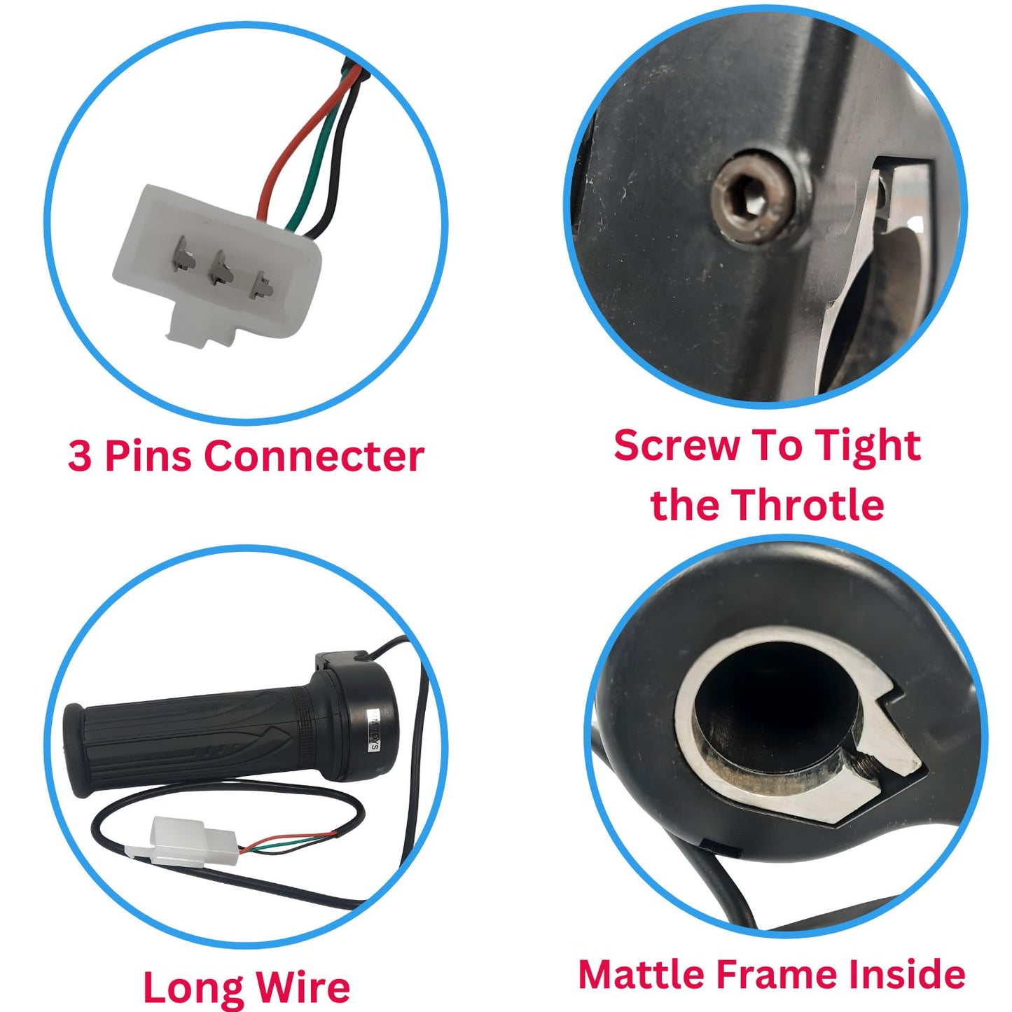 MM TOYS Hand Accelerator Race Throttle Controller For Kids Bike Ride on Toys Accesories 3 Speed - Black