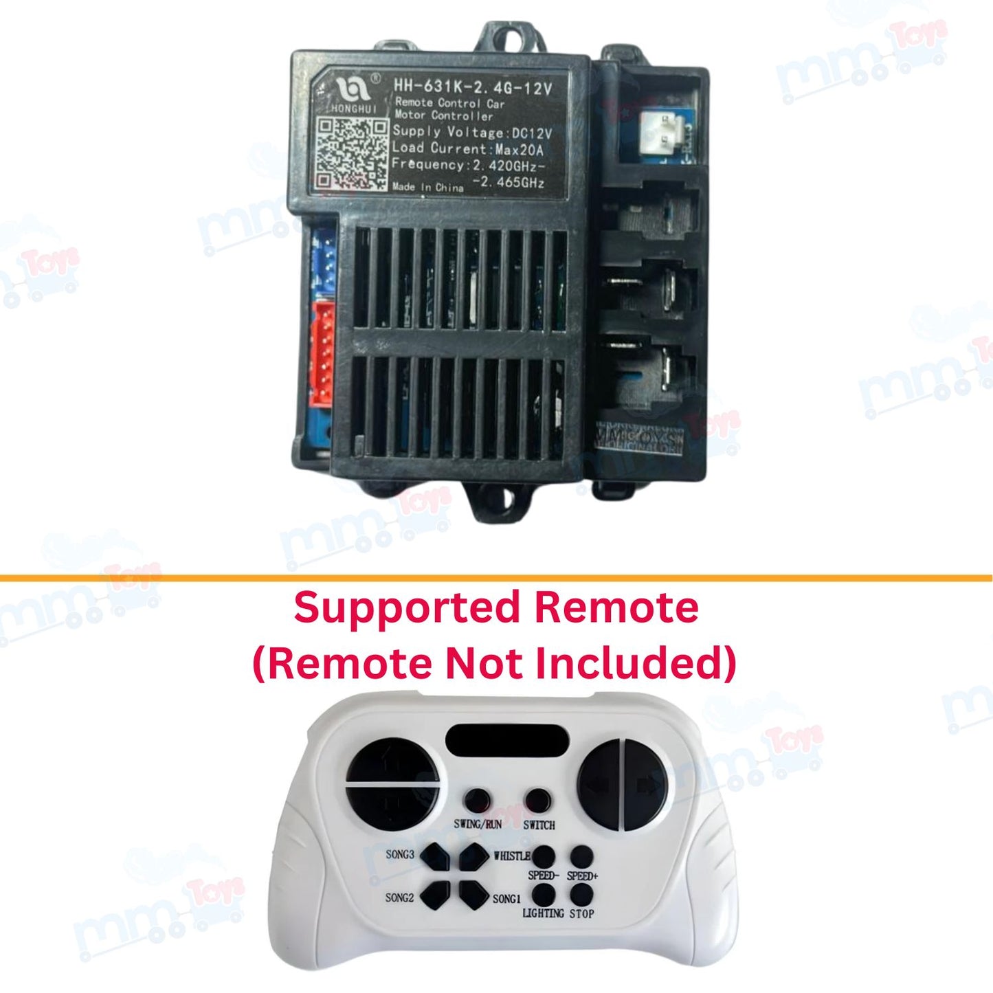 HH 631K 2.4G 7 Pins Remote Control Car Motor Controller - 12V, 20A, Bluetooth, Compatible with Android & iOS - Replacement Part for Kids Electric Ride-On Car
