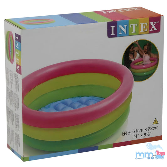 INTEX INFLATABLE BABY POOL, 2-FEET FOR KIDS WITH HOLD CAPACITY UP TO 8 KG , REPAIR PATCH INCLUDED - MULTI COLOR ( 57107 )
