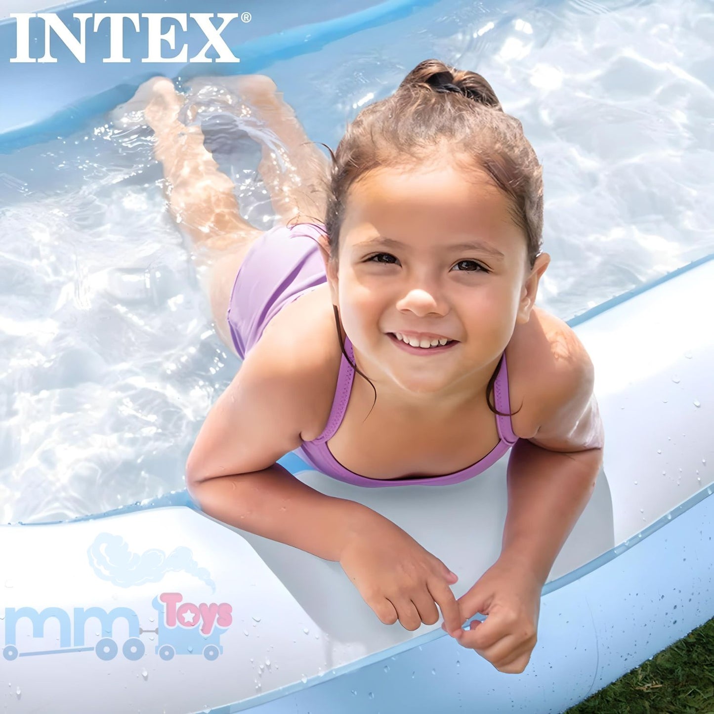 Intex 57181 Mandarine Swim Centre Pool, White & Orange, Suitable for Ages 3+ 90x60x19 inches