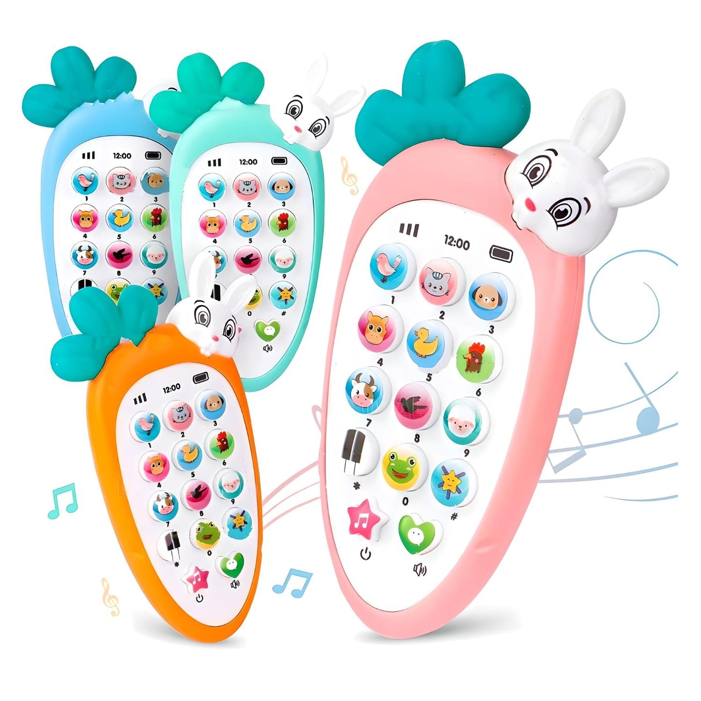 Kids Smart Mobile Phone Toy with Rabbit Design: Cordless, Musical Sounds, Smart Lights - Battery Operated, Ideal Birthday Gift for Boys and Girls (1 Pack)