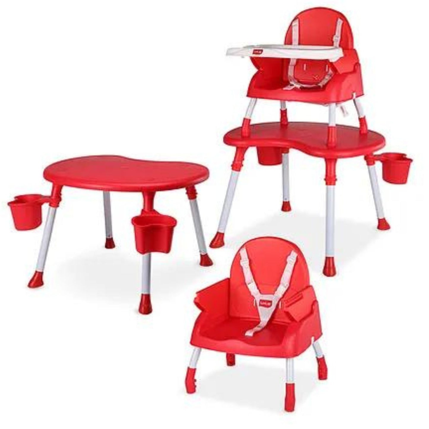 LuvLap 4 IN 1 Convertible High Chair, Low Chair, Booster On Seat, Study Desk For 19412 - Red