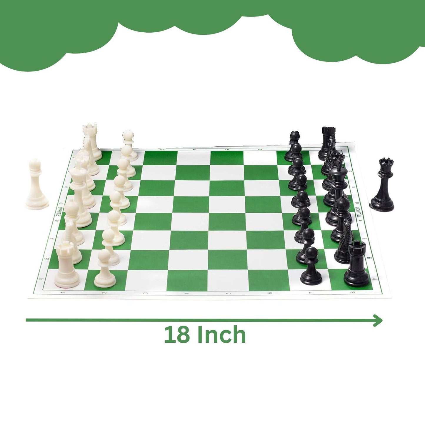 MM TOYS 18 x 18 Inch Proffessional Chess Play Set + 2 Extra Queens | Waterproof, FIDA Approved | Gift for Kids and Adult
