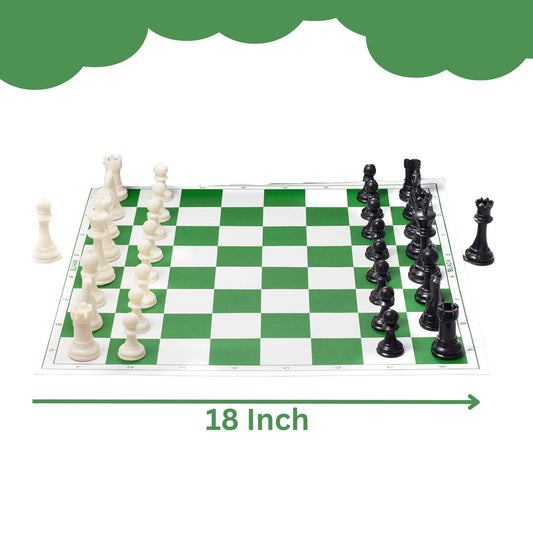 MM TOYS 18 x 18 Inch Proffessional Chess Play Set + 2 Extra Queens | Waterproof, FIDA Approved | Gift for Kids and Adult