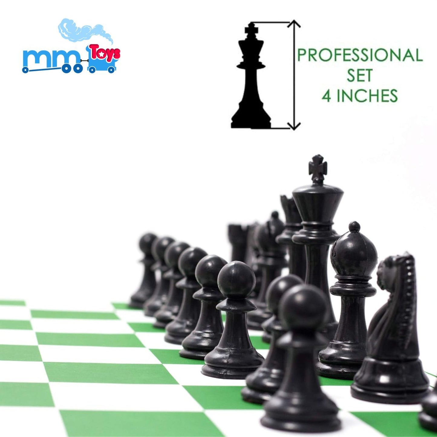 MM TOYS 18 x 18 Inch Proffessional Chess Play Set + 2 Extra Queens | Waterproof, FIDA Approved | Gift for Kids and Adult