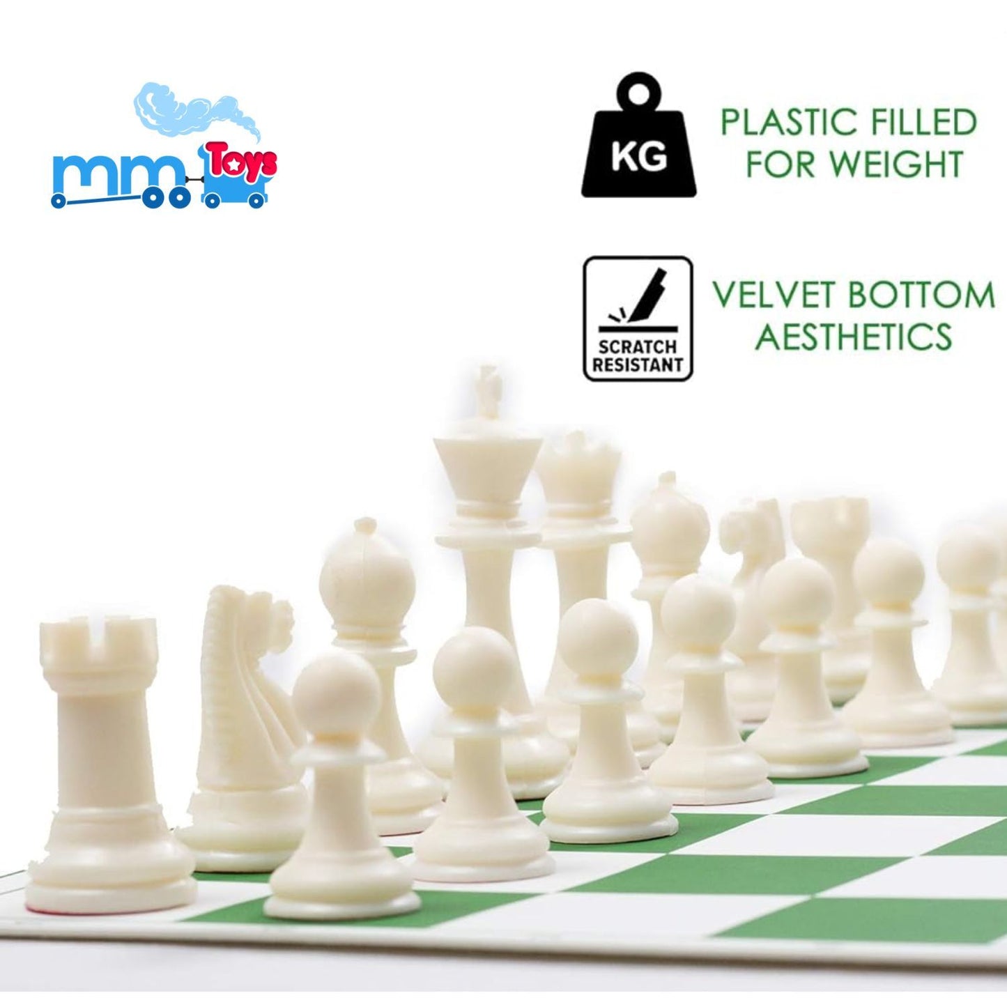 MM TOYS 18 x 18 Inch Proffessional Chess Play Set + 2 Extra Queens | Waterproof, FIDA Approved | Gift for Kids and Adult