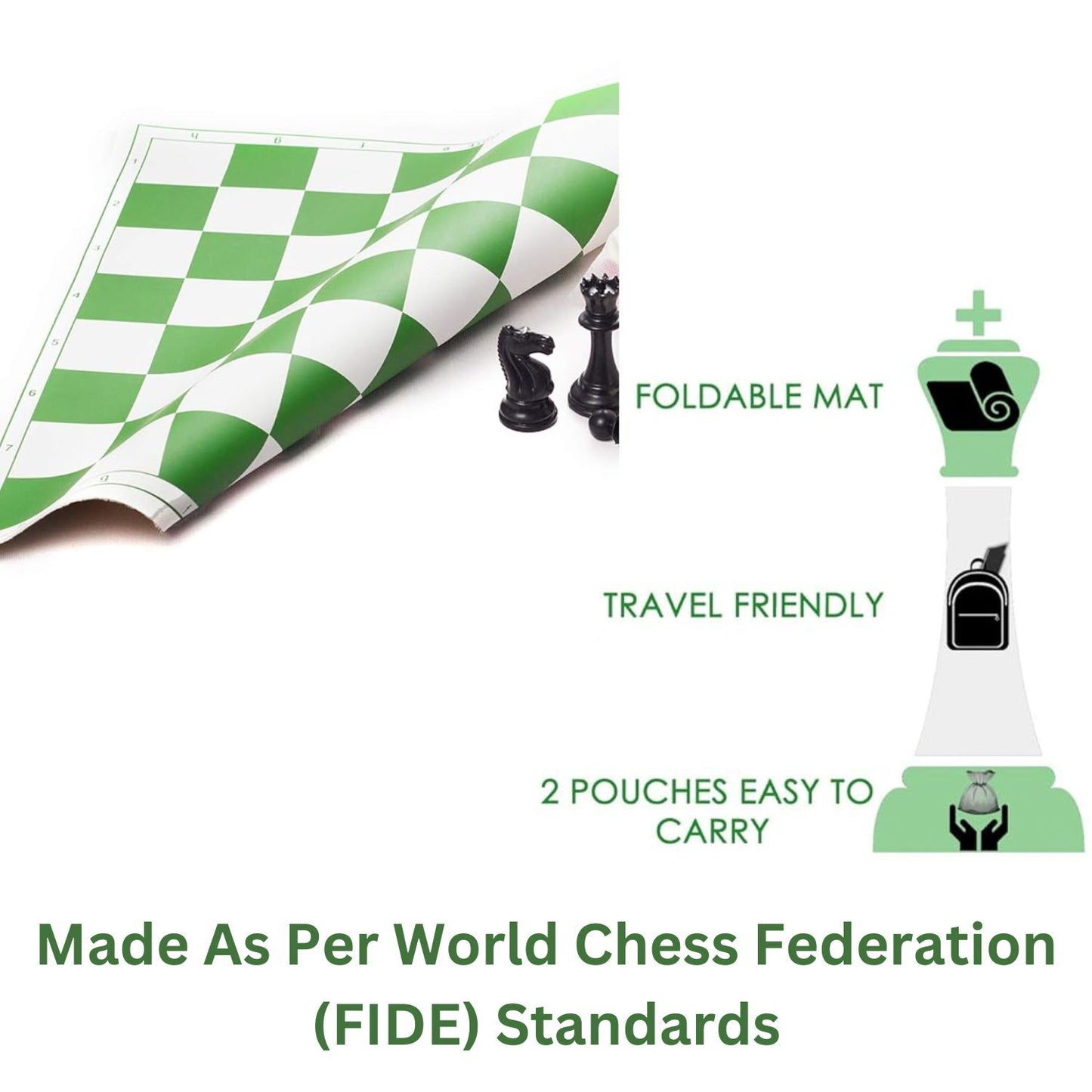 MM TOYS 18 x 18 Inch Proffessional Chess Play Set + 2 Extra Queens | Waterproof, FIDA Approved | Gift for Kids and Adult
