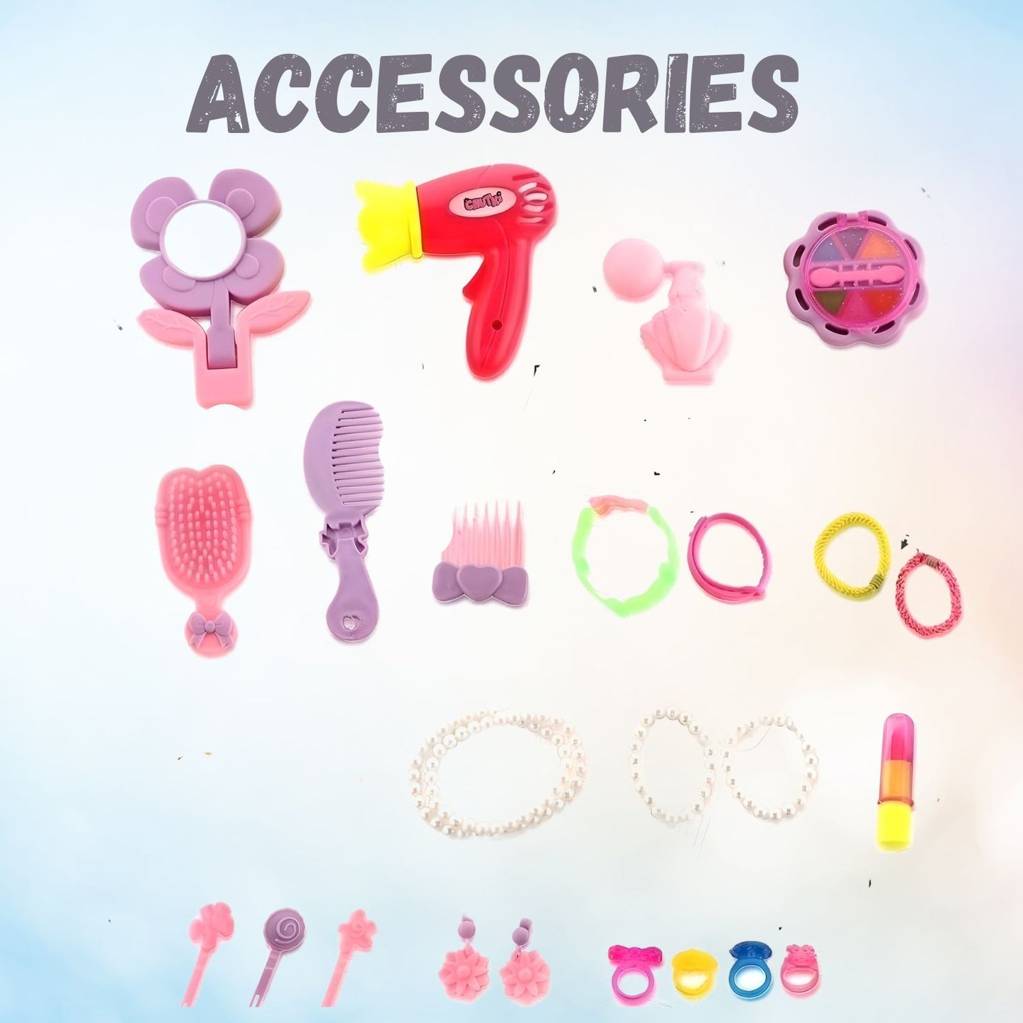 MM TOYS Premium Makeup Play Set Trolley Bag with 24 Accessories for 3 to 10 Year-Old Girls | Vanity Play Set - Baby Pink