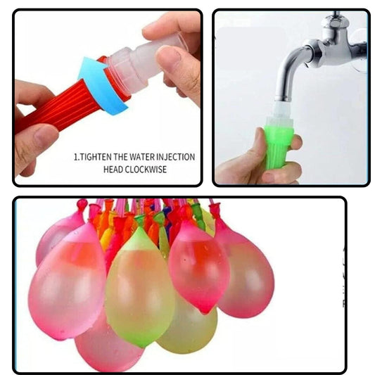 MM TOYS Automatic Fill & Tie Magic Water Balloons – 111 Self-Sealing Holi Water Balloons – Fast Fill in 60 Seconds – Festival & Summer Outdoor Fun