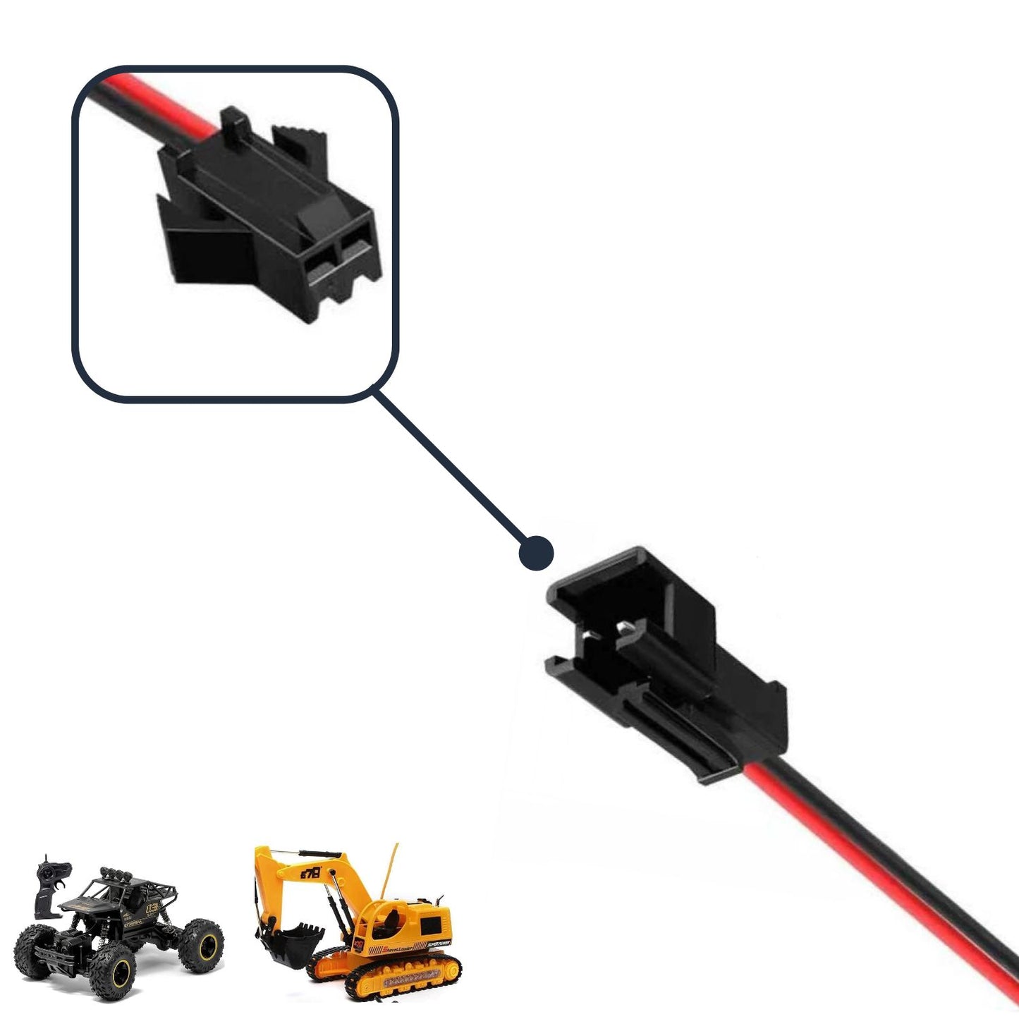 MM TOYS USB Charger Cable Power Adaptor With Led Indicator 2 Pin JST SM Connector Input 5V 0.5-2A Output 4.8V=250mA For RC Toys , Electronic Devices, Robotics- Black