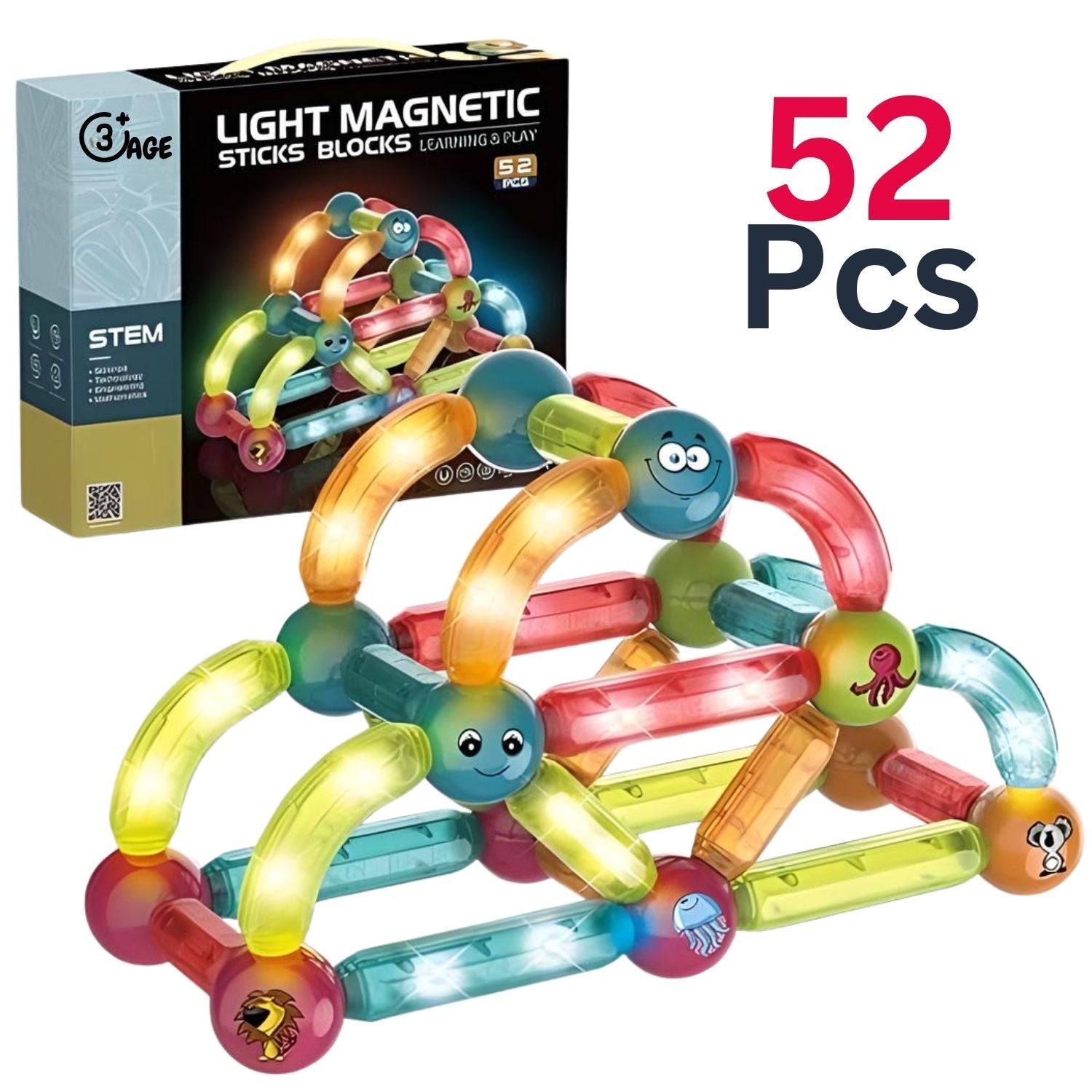Buy MM TOYS MagneticMaster™ 52 PCS Light Magnetic Blocks STEM