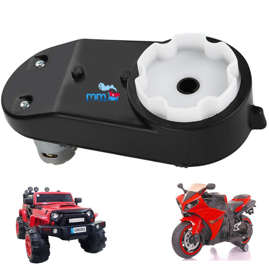 MM TOYS 12V GearBox 12 mm Hole 6 Groves Complete Replacment Part 16.5Cm With 18000 RPM Motor For Kids Electric Car And Bike Accessories - Black