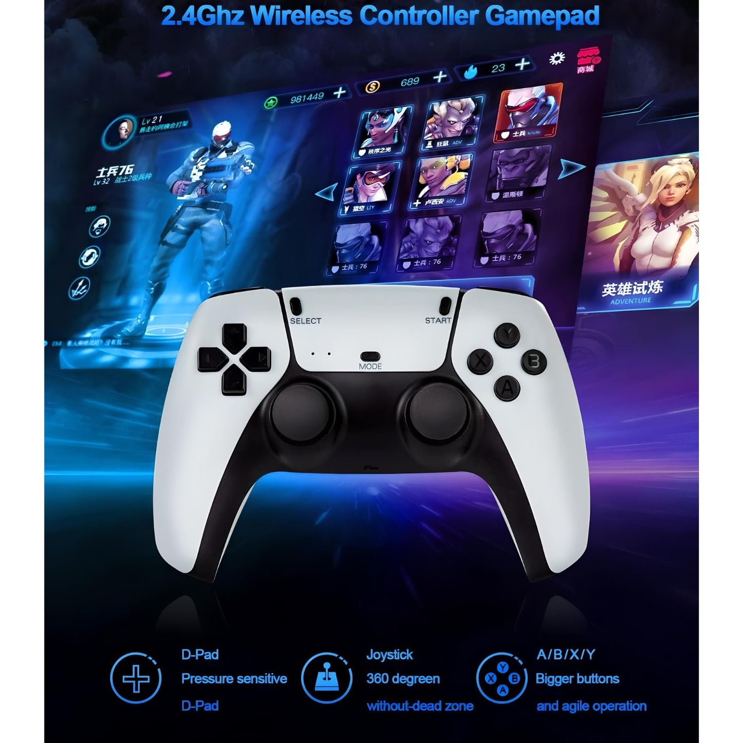 MM TOYS 2.4G Wireless Controller Video Gamespad 4k HD Classic Game with double rocker control and HDMI Output