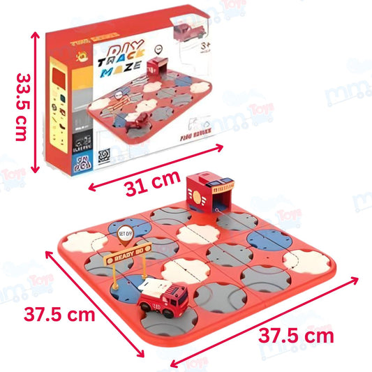 MM TOYS 34-Pcs Fire Series DIY Track Maze Race Car Track Set STEM Learning & Educational Puzzle Blocks for Kids Fire Truck