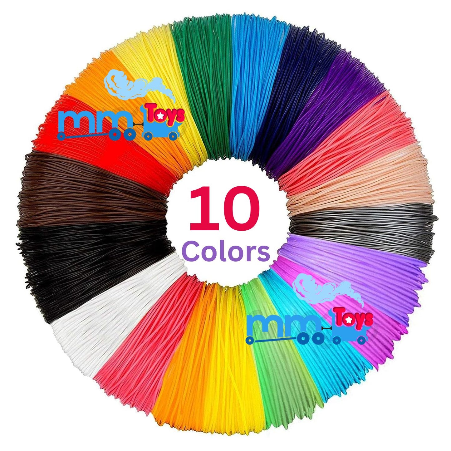 MM TOYS 3D Pen PLA Filament Refills 10 Meters x 10, 1.7Diameter for 3D Printing Pen - Unleash Your Creativity in Multicolor