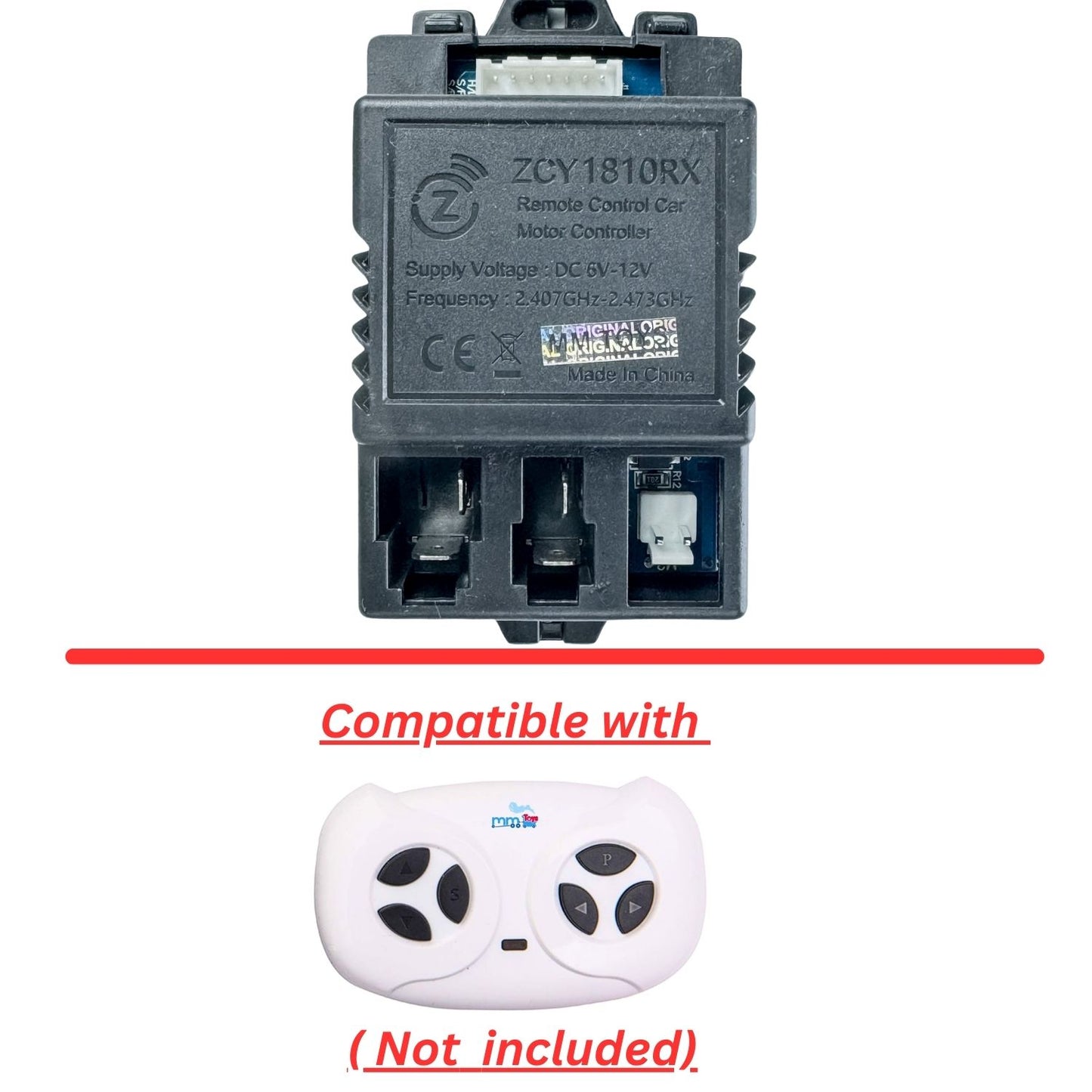 MM TOYS 7 Pin JR1810RX ( ZCY1810 RX ) Reciever 2.4Ghz Control Car Motor Pin Compatible With 6V And 12V Both Reciever Control Box For Kids Electric Car Jeeps Ride- Black