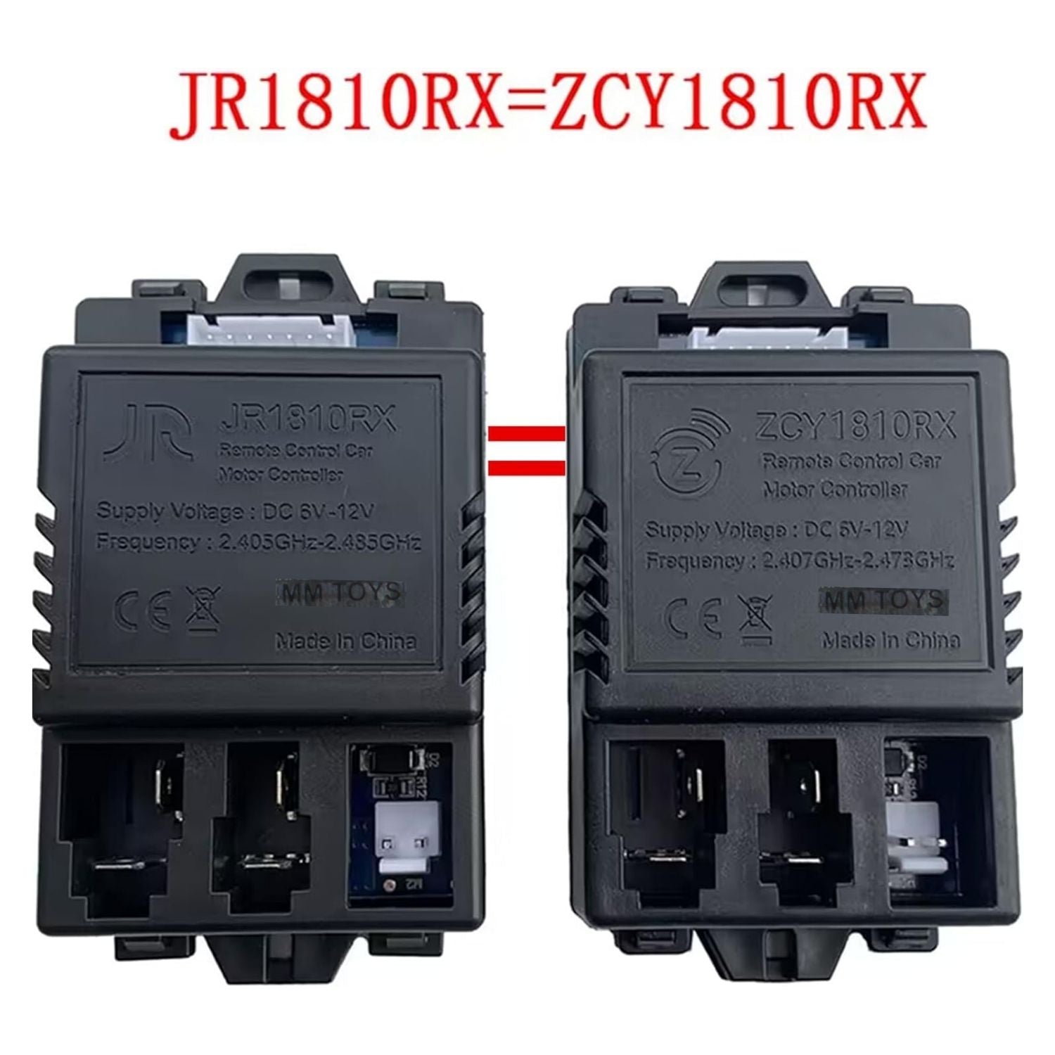 MM TOYS 7 Pin JR1810RX ( ZCY1810 RX ) Reciever 2.4Ghz Control Car Motor Pin Compatible With 6V And 12V Both Reciever Control Box For Kids Electric Car Jeeps Ride- Black
