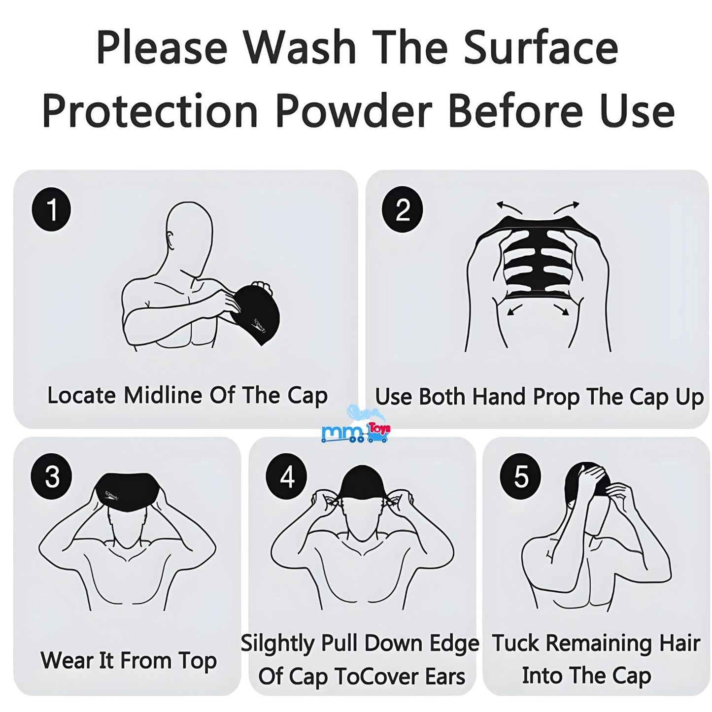 MM TOYS AquaSeal Silicone Swimming Cap Sensational Watertight Comfort, Tear-Resistant, Sky Blue