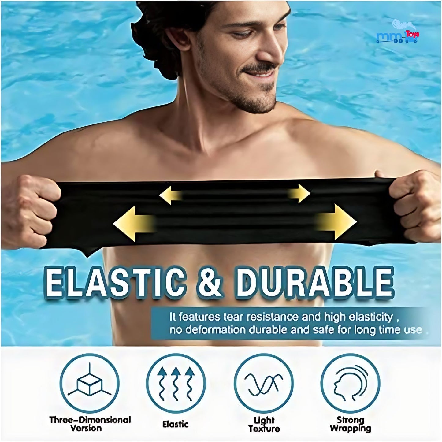 MM TOYS AquaSeal Silicone Swimming Cap Sensational Watertight Comfort, Tear-Resistant, Sky Blue