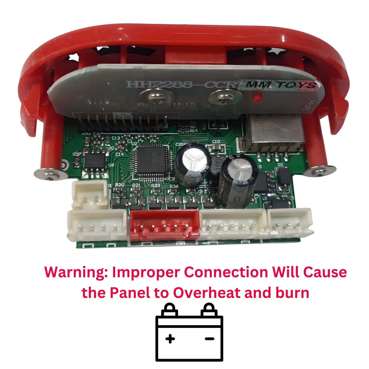 MM TOYS HH2288-CCR 12V Multifunction Music Player Board With TF And SD Card Support Control Panel WithUSB Support, Battery Indicator For Kids Electric Car Jeep Bike Ride on Replacement Part Accessory- Red/Black