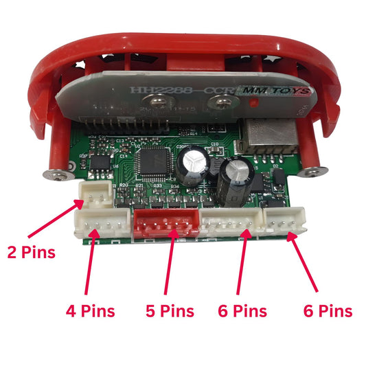 MM TOYS HH2288-CCR 12V Multifunction Music Player Board With TF And SD Card Support Control Panel WithUSB Support, Battery Indicator For Kids Electric Car Jeep Bike Ride on Replacement Part Accessory- Red/Black