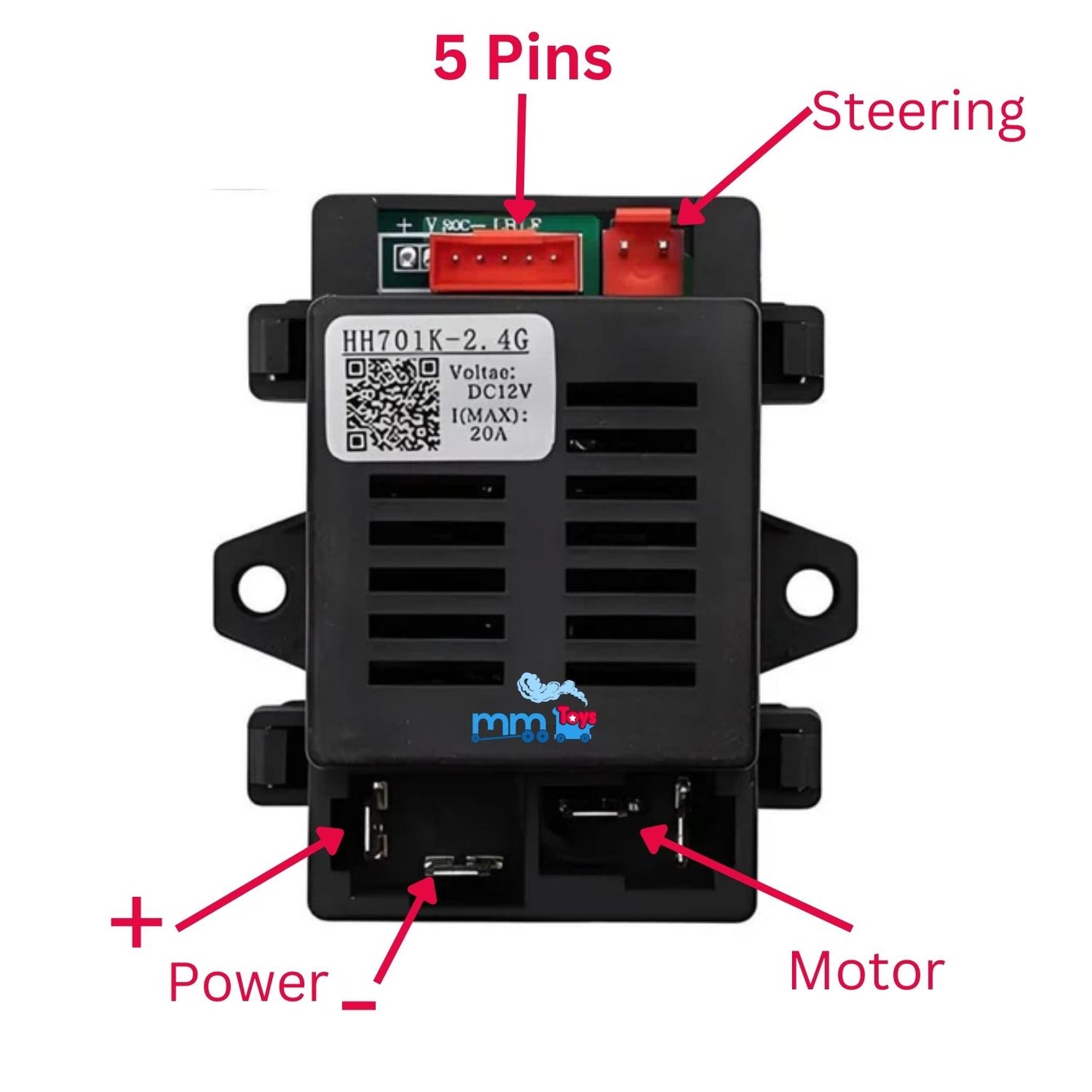 MM TOYS HH701K 5 Pin Reciever Controller + HH670Y Remote Complete Replacement Kit For Kids Electric Car