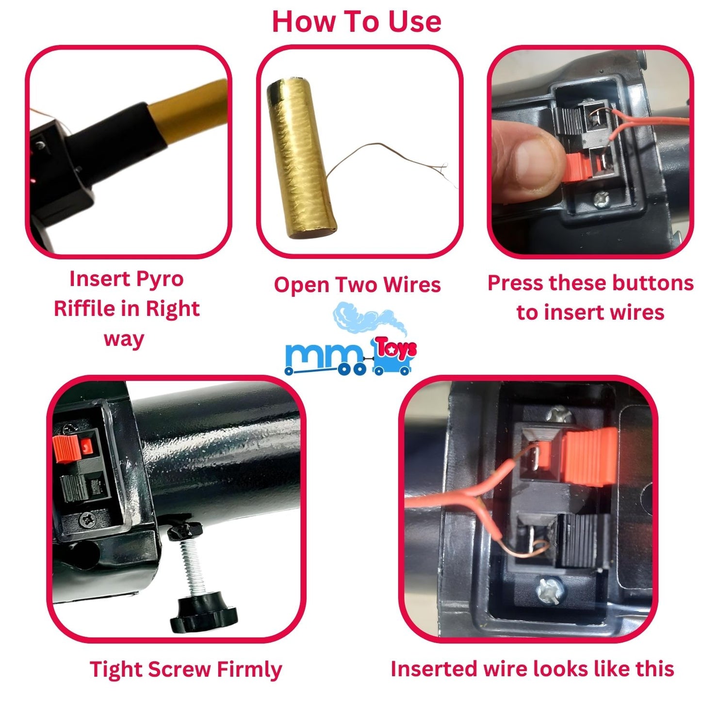 MM TOYS Cold Pyro Gun Combo - 1 Pyro Gun + 2 AA Alkeline Batteries + 6 Pyro Sparkel Refills | For Parties And Occassions
