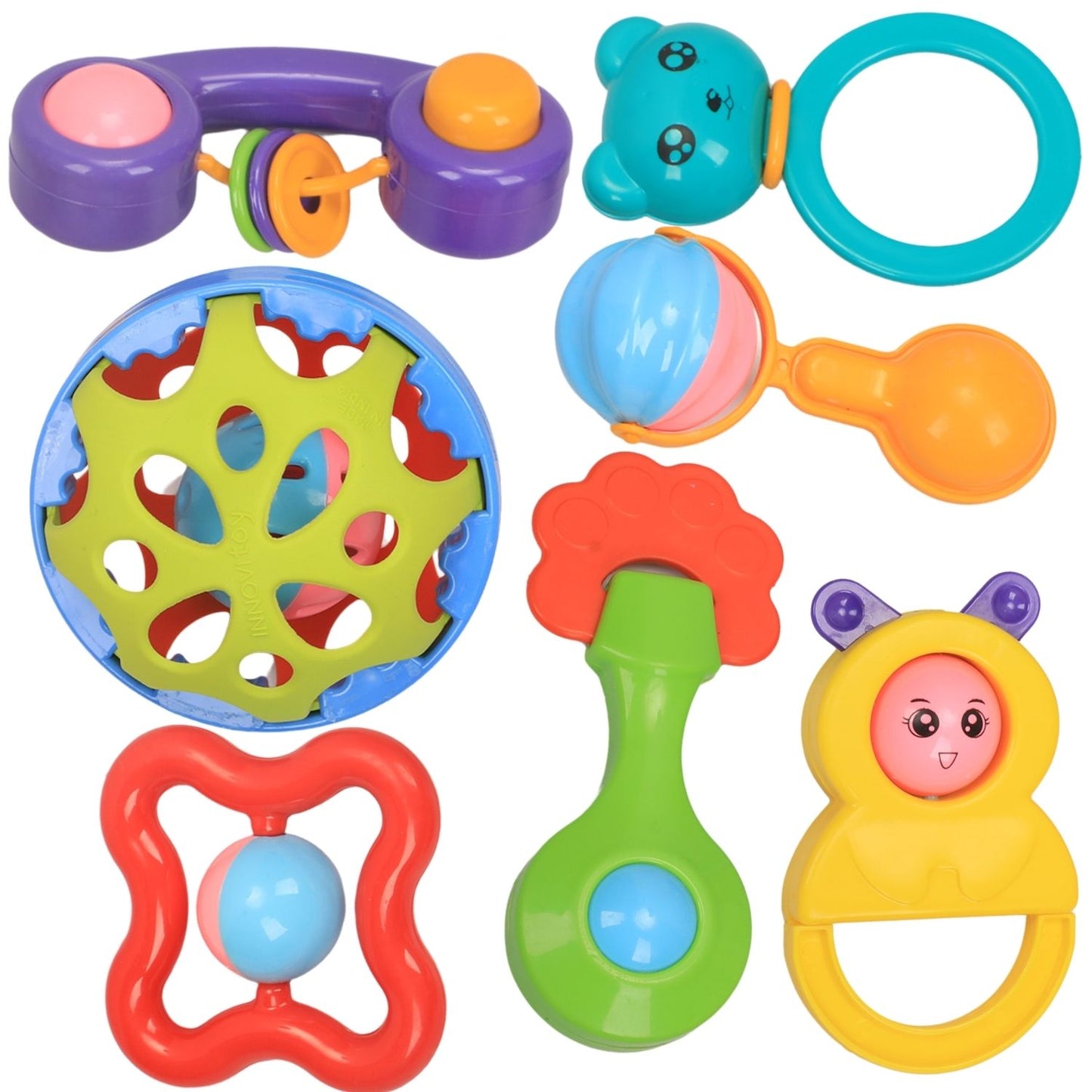 MM TOYS Infant Rattle Toys Rattles Pack includes 7 non-toxic, BPA-free Rattle toys Designed For Infants aged New Born 0-6-12 months No Sharp Edges- Multicolor