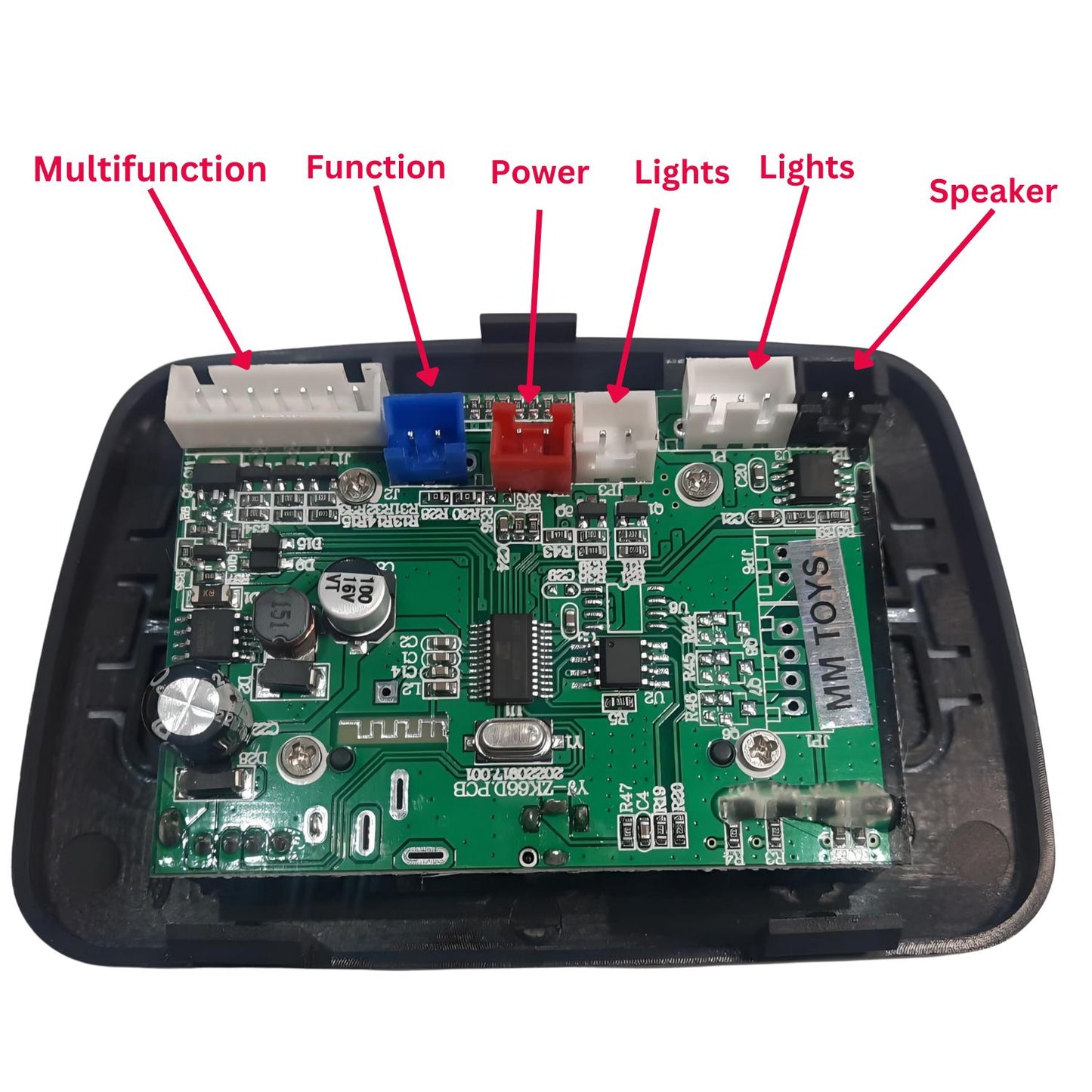 MM TOYS Multifunction Central Motherboard YJ-ZJ66D for Kids Electric Car - Advanced 12V Control System with USB Rideon Replacement Parts Accessories-Black