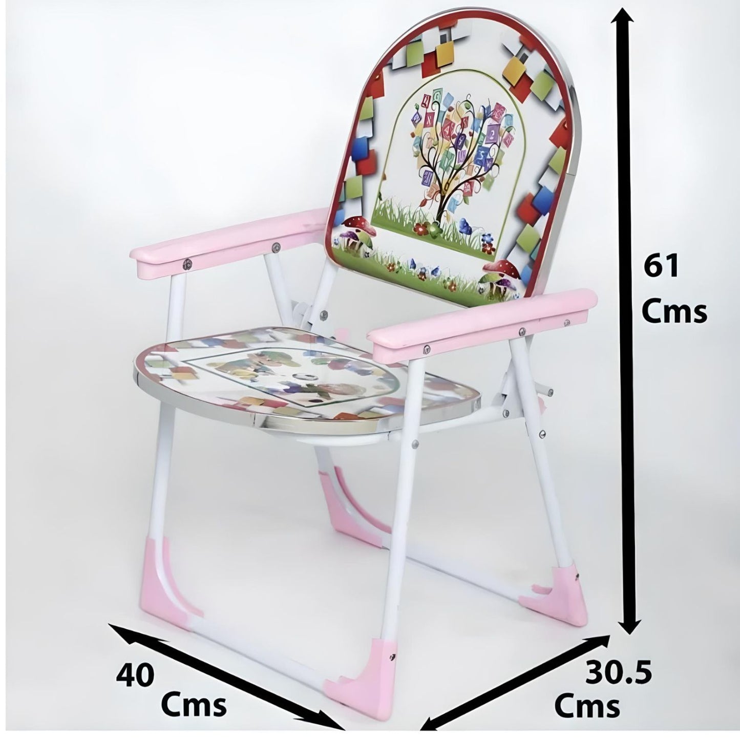 MM TOYS Multipurpose Folding Table And Chair Set Gift For 2 3 4 Year Old Kids With Educational Print -Multicolor