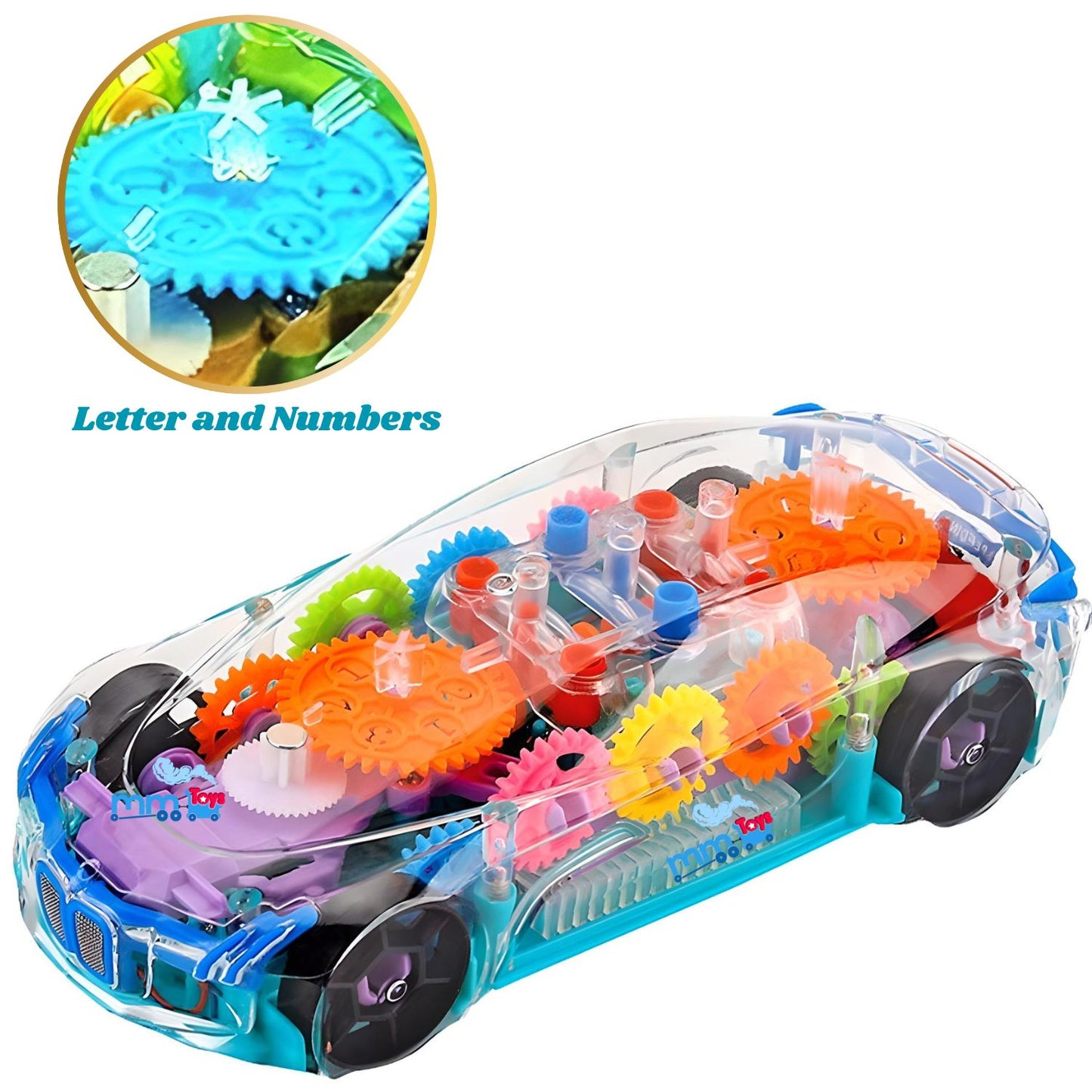 MM TOYS Transparent Multifunctional Concept Racing Car Toy with Colorful Lighting, 360 Rotation For 1 Year to 4 Year Kids Yj388-48